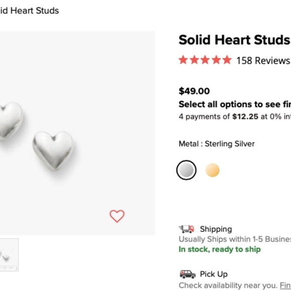 James Avery Solid Heart Stud Earrings - Picture 3 of 5